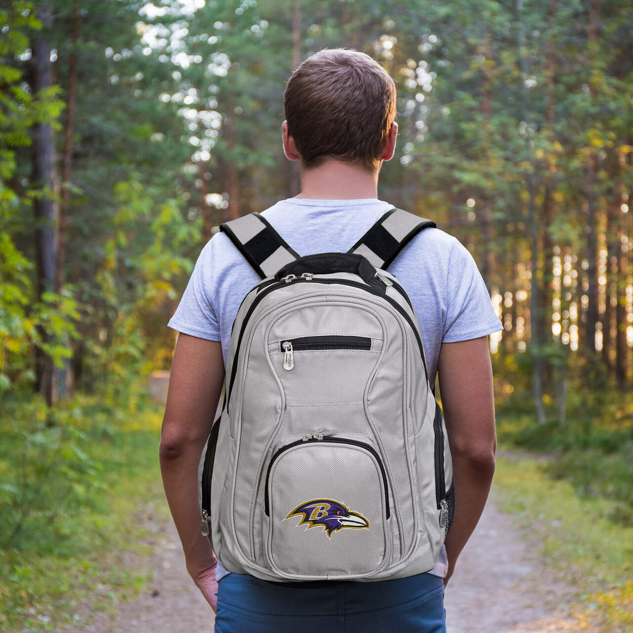 Ravens Backpack | Baltimore Ravens Laptop Backpack- Gray