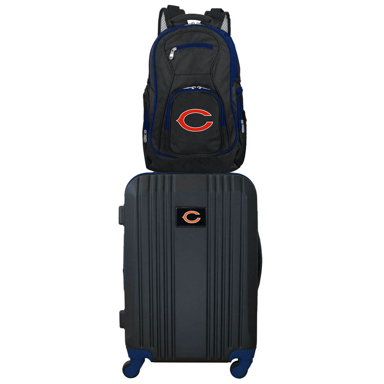 Chicago Bears 2 Piece Premium Colored Trim Backpack and Luggage Set