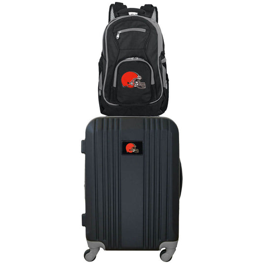 Cleveland Browns 2 Piece Premium Colored Trim Backpack and Luggage Set