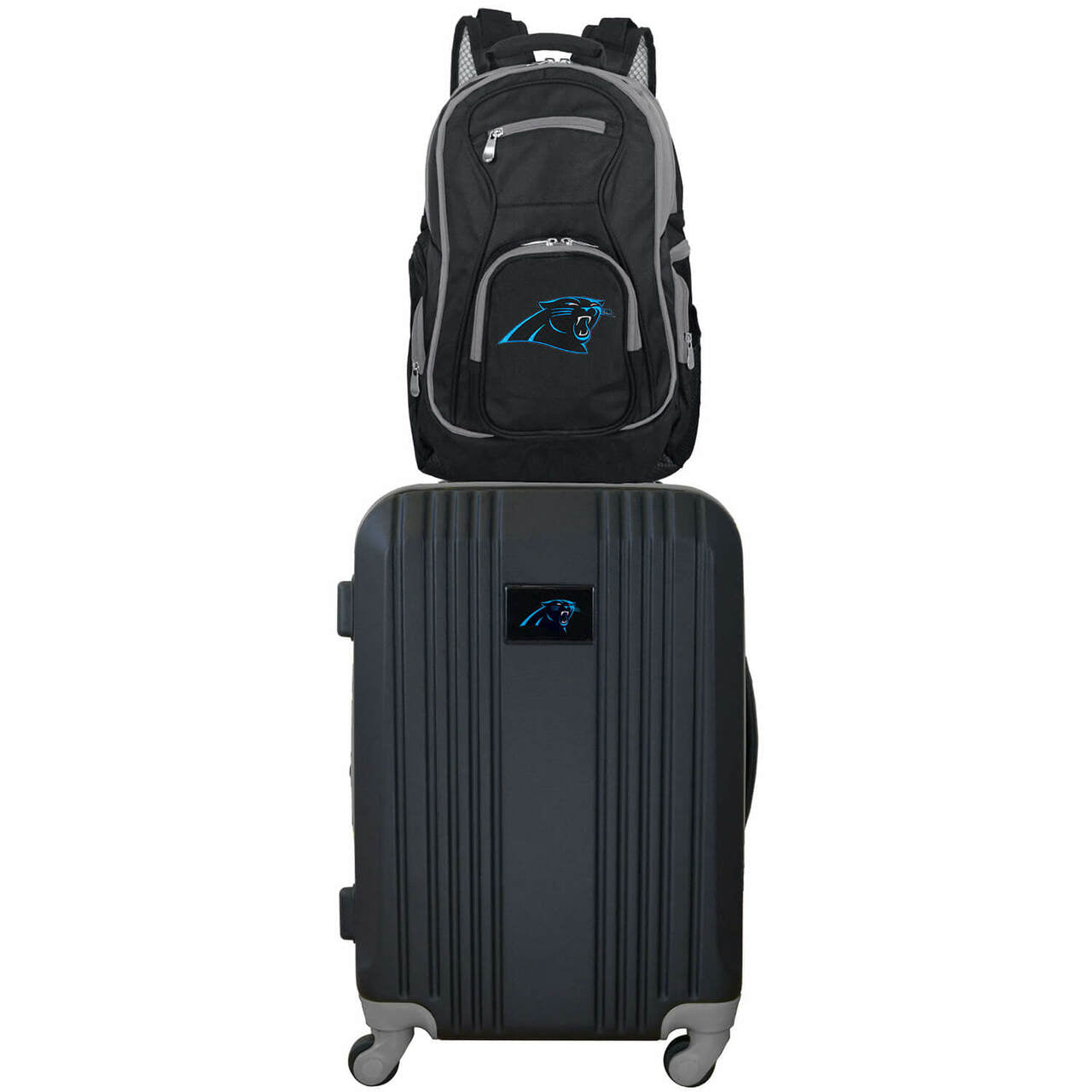 Carolina Panthers 2 Piece Premium Colored Trim Backpack and Luggage Set