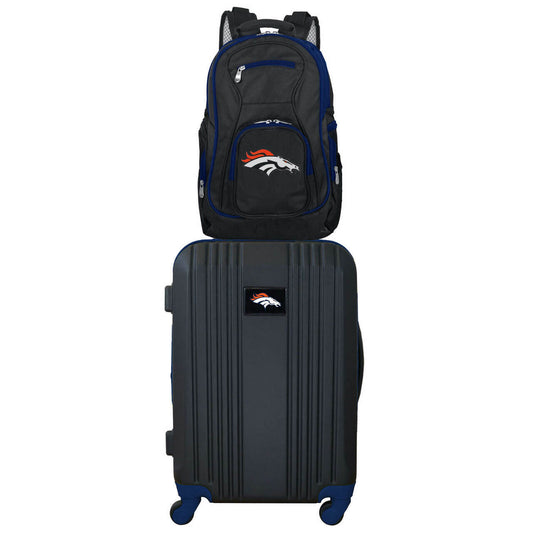 Denver Broncos 2 Piece Premium Colored Trim Backpack and Luggage Set