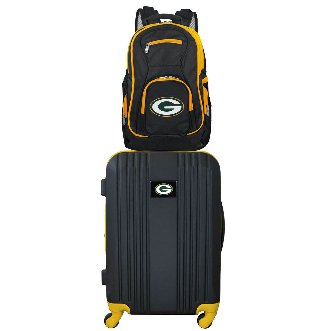 Green Bay Packers 2 Piece Premium Colored Trim Backpack and Luggage Set
