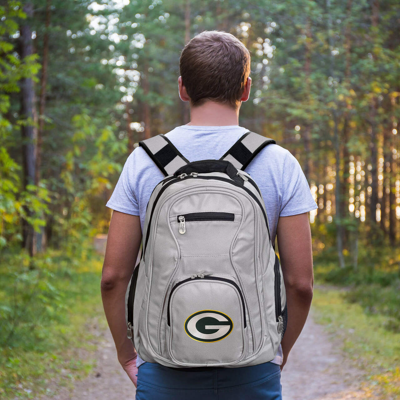 Packers Backpack | Green Bay Packers Laptop Backpack- Gray