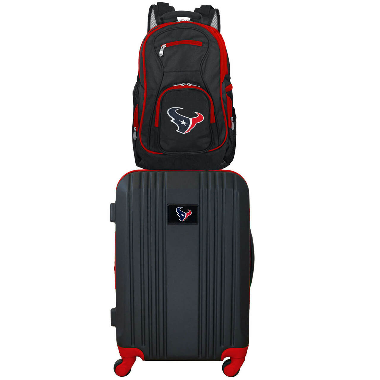 Houston Texans 2 Piece Premium Colored Trim Backpack and Luggage Set