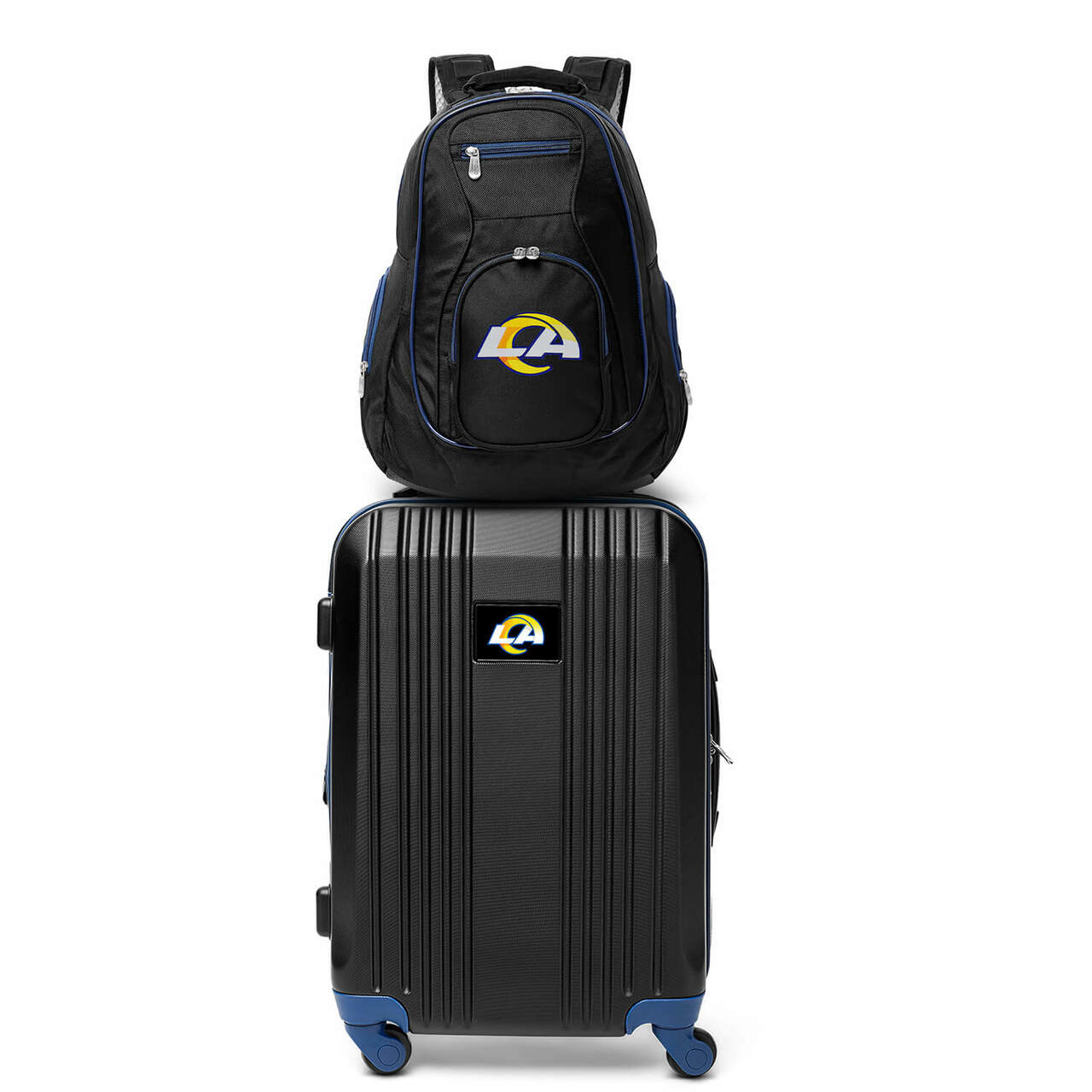 LA Rams 2 Piece Premium Colored Trim Backpack and Luggage Set