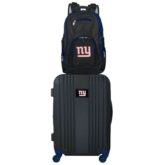 New York Giants 2 Piece Premium Colored Trim Backpack and Luggage Set