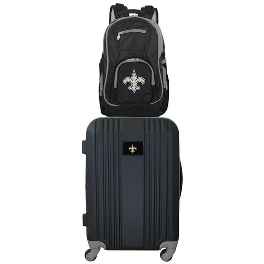 New Orleans Saints 2 Piece Premium Colored Trim Backpack and Luggage Set