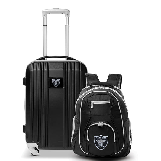 Las Vegas Raiders 2 Piece Premium Colored Trim Backpack and Luggage Set