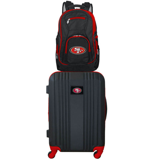 San Francisco 49ers 2 Piece Premium Colored Trim Backpack and Luggage Set