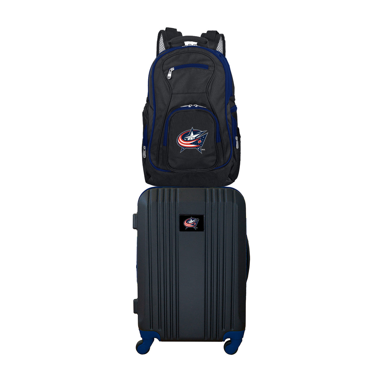 Columbus Blue Jackets 2 Piece Premium Colored Trim Backpack and Luggage Set