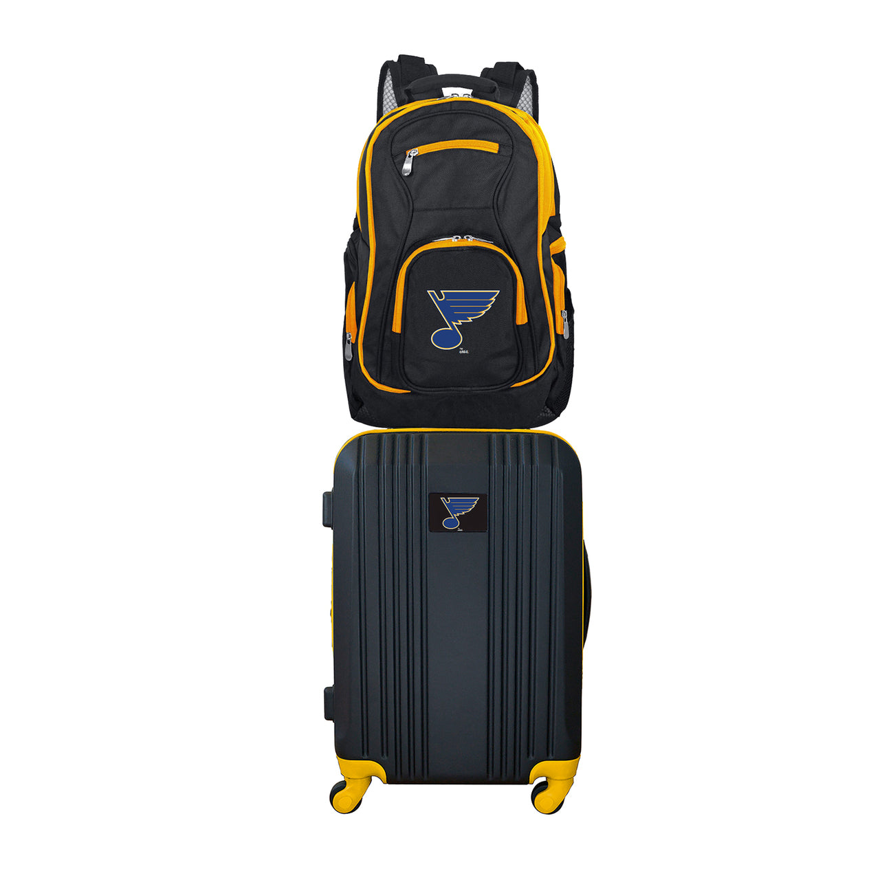 St Louis Blues 2 Piece Premium Colored Trim Backpack and Luggage Set