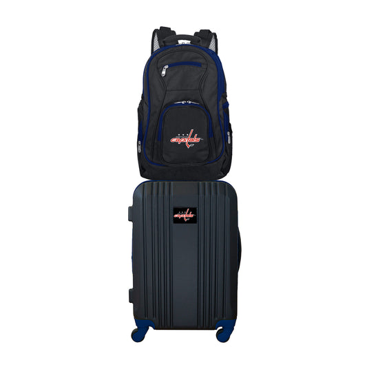 Washington Capitals 2 Piece Premium Colored Trim Backpack and Luggage Set