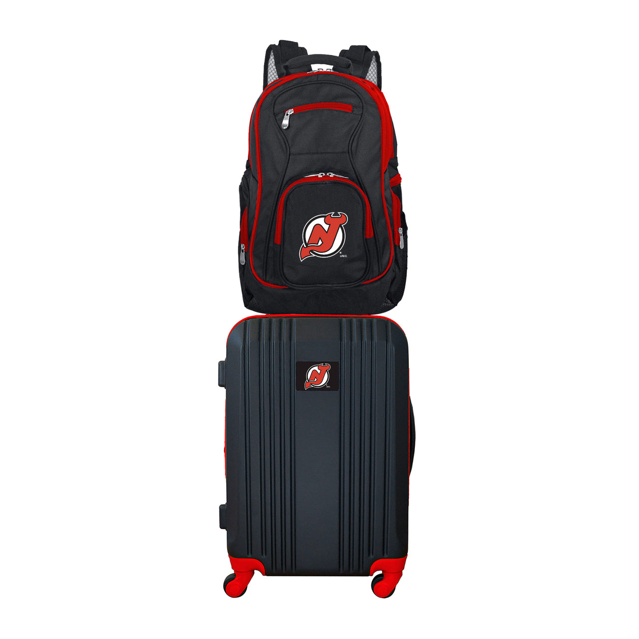 New Jersey Devils 2 Piece Premium Colored Trim Backpack and Luggage Set