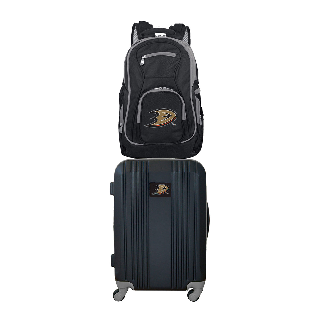 Anaheim Ducks 2 Piece Premium Colored Trim Backpack and Luggage Set