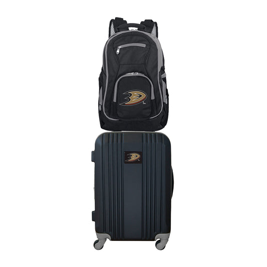 Anaheim Ducks 2 Piece Premium Colored Trim Backpack and Luggage Set
