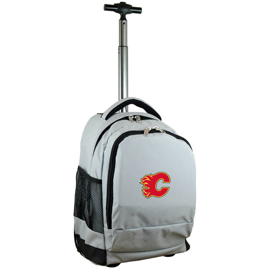 Calgary Flames Premium Wheeled Backpack in Grey