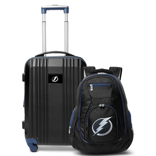 Tampa Bay Lightning 2 Piece Premium Colored Trim Backpack and Luggage Set