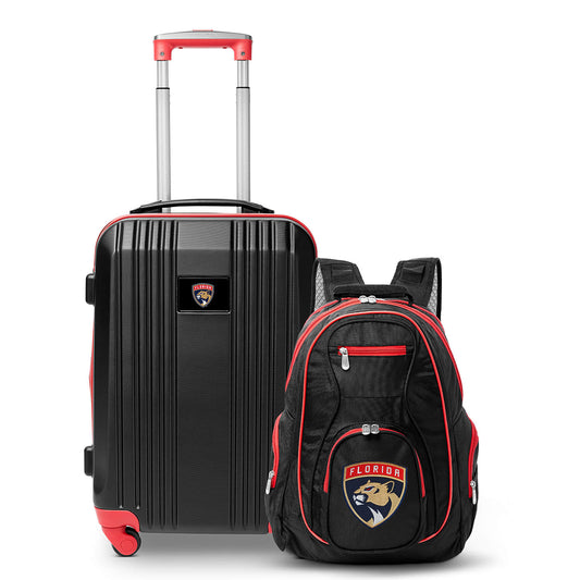 Florida Panthers 2 Piece Premium Colored Trim Backpack and Luggage Set