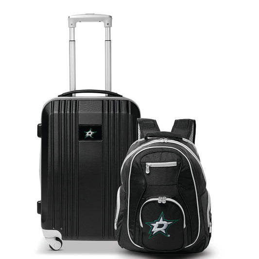 Dallas Stars 2 Piece Premium Colored Trim Backpack and Luggage Set