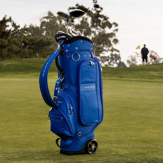 PGA Tour Golf Bag Blue with Travel Cover and Shark Wheels
